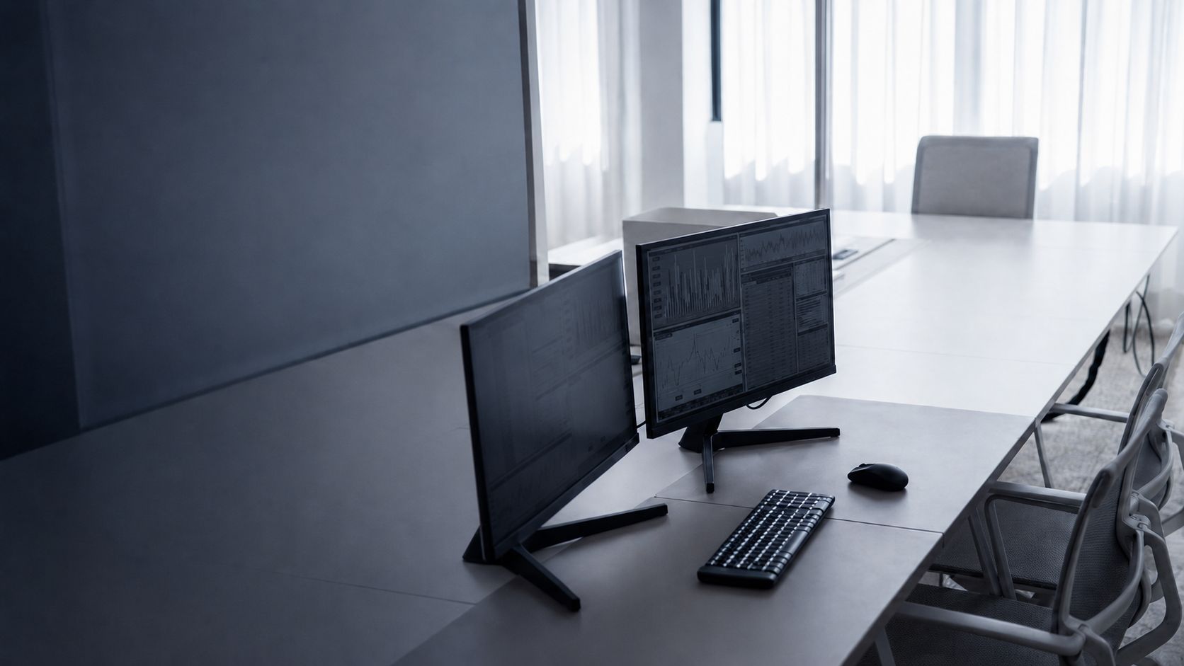 Professional IT workstation with two monitors
